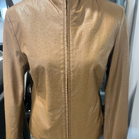 Stunning GENUINE LEATHER (ostrich) EXPRESS SIZE 9/10 VERSATILE JACKET - Picture 3 of 15